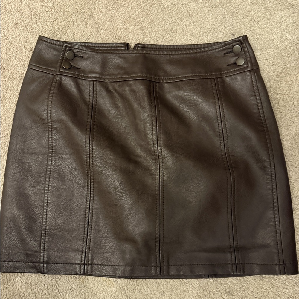 Free People vegan leather skirt chocolate brown.  Size 10.